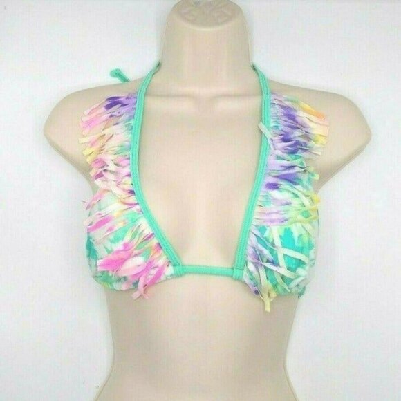 Hobie Triangle Bikini Swim Top Fringe Medium Green - Picture 6 of 8